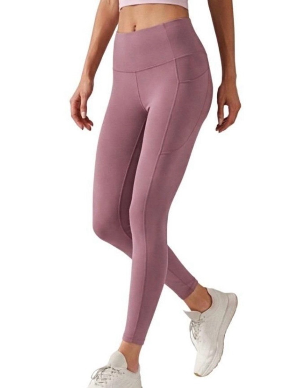 Athleta Ultimate Stash Pocket 7/8 Tight Leggings Mauve Purple Side Pockets